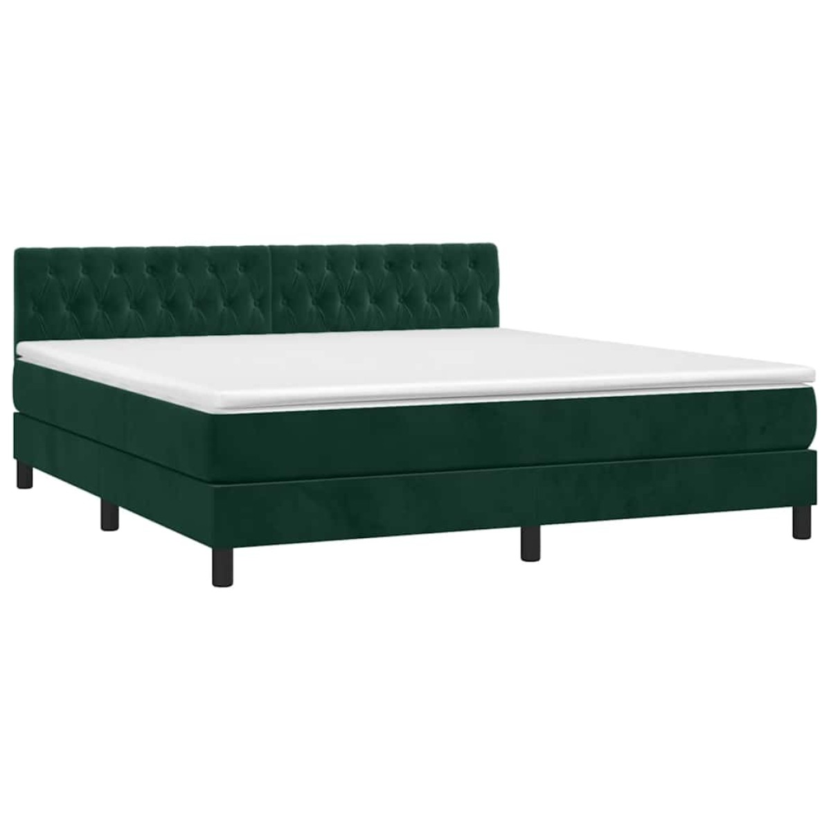 vidaXL Κρεβάτι Boxspring με Στρώμα & LED Σκ. Πράσινο 180x200εκ Βελούδο