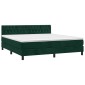 vidaXL Κρεβάτι Boxspring με Στρώμα & LED Σκ. Πράσινο 180x200εκ Βελούδο
