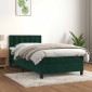 vidaXL Κρεβάτι Boxspring με Στρώμα & LED Σκ. Πράσινο 80x200 εκ Βελούδο