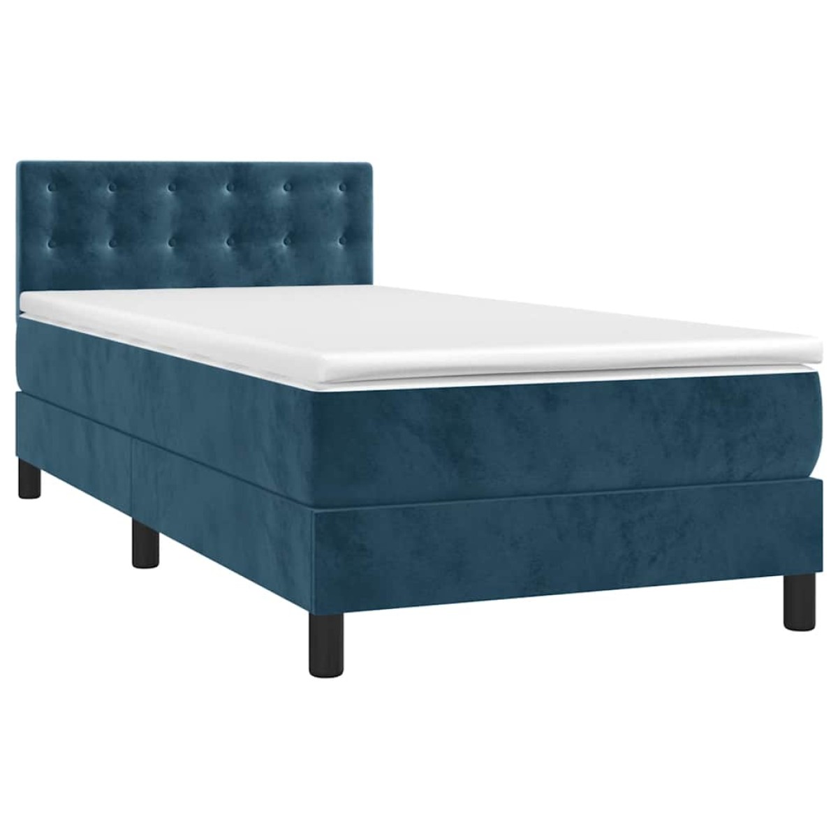 vidaXL Κρεβάτι Boxspring με Στρώμα & LED Σκ. Μπλε 80x200 εκ. Βελούδινο