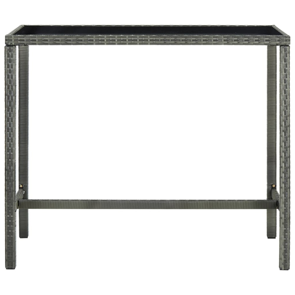 vidaXL Τραπέζι Μπαρ Κήπου Γκρι 130x60x110 εκ. Συνθετικό Ρατάν/Γυαλί