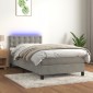 vidaXL Κρεβάτι Boxspring με Στρώμα & LED Αν.Γκρι 90x200 εκ. Βελούδινο