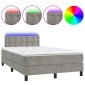 vidaXL Κρεβάτι Boxspring με Στρώμα & LED Αν.Γκρι 120x200 εκ. Βελούδινο