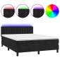 vidaXL Κρεβάτι Boxspring με Στρώμα & LED Μαύρο 140x190 εκ. Βελούδινο