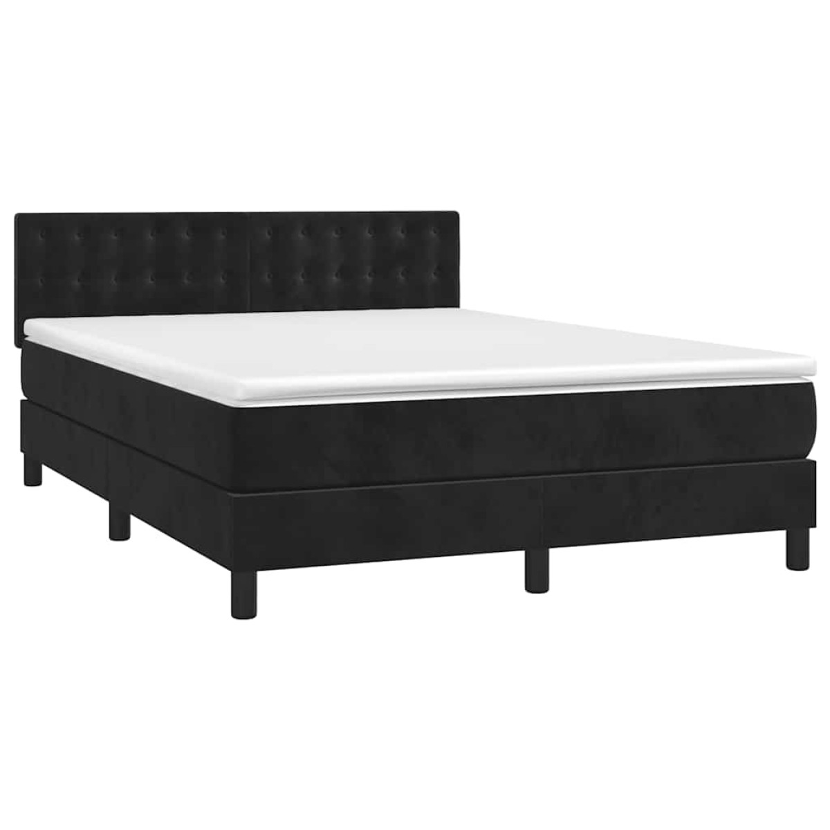 vidaXL Κρεβάτι Boxspring με Στρώμα & LED Μαύρο 140x190 εκ. Βελούδινο