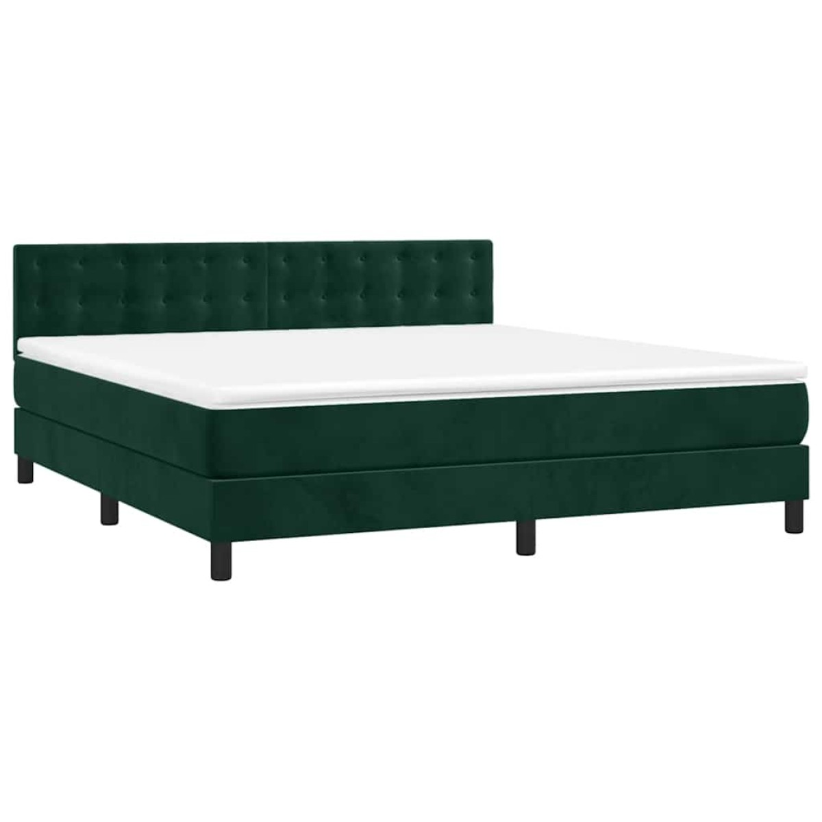 vidaXL Κρεβάτι Boxspring με Στρώμα & LED Σκ. Πράσινο 160x200εκ Βελούδο