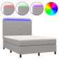 vidaXL Κρεβάτι Boxspring με Στρώμα & LED Αν.Γκρι 140x200εκ. Υφασμάτινο