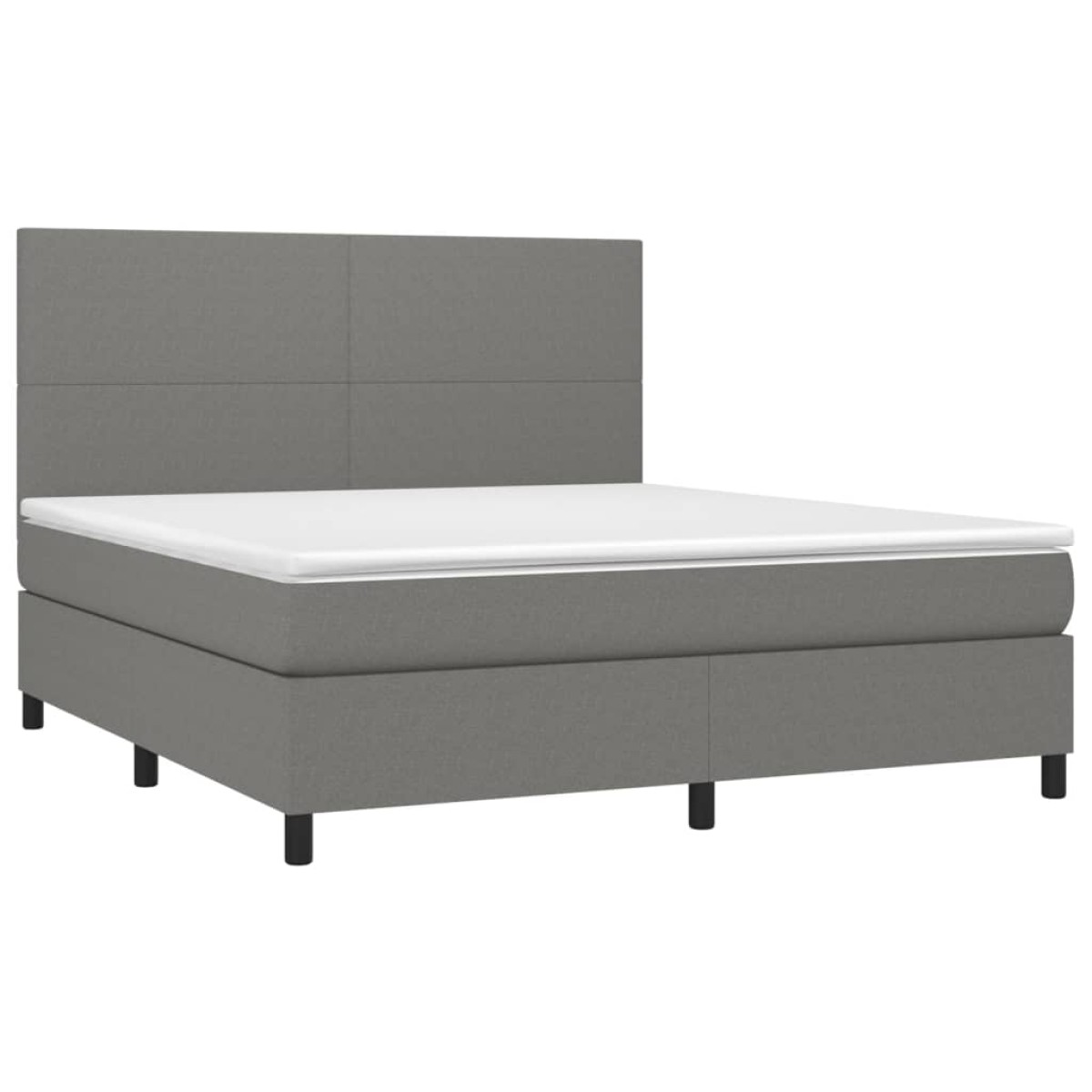 vidaXL Κρεβάτι Boxspring με Στρώμα & LED Σκ.Γκρι 180x200 εκ Υφασμάτινο