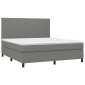 vidaXL Κρεβάτι Boxspring με Στρώμα & LED Σκ.Γκρι 180x200 εκ Υφασμάτινο