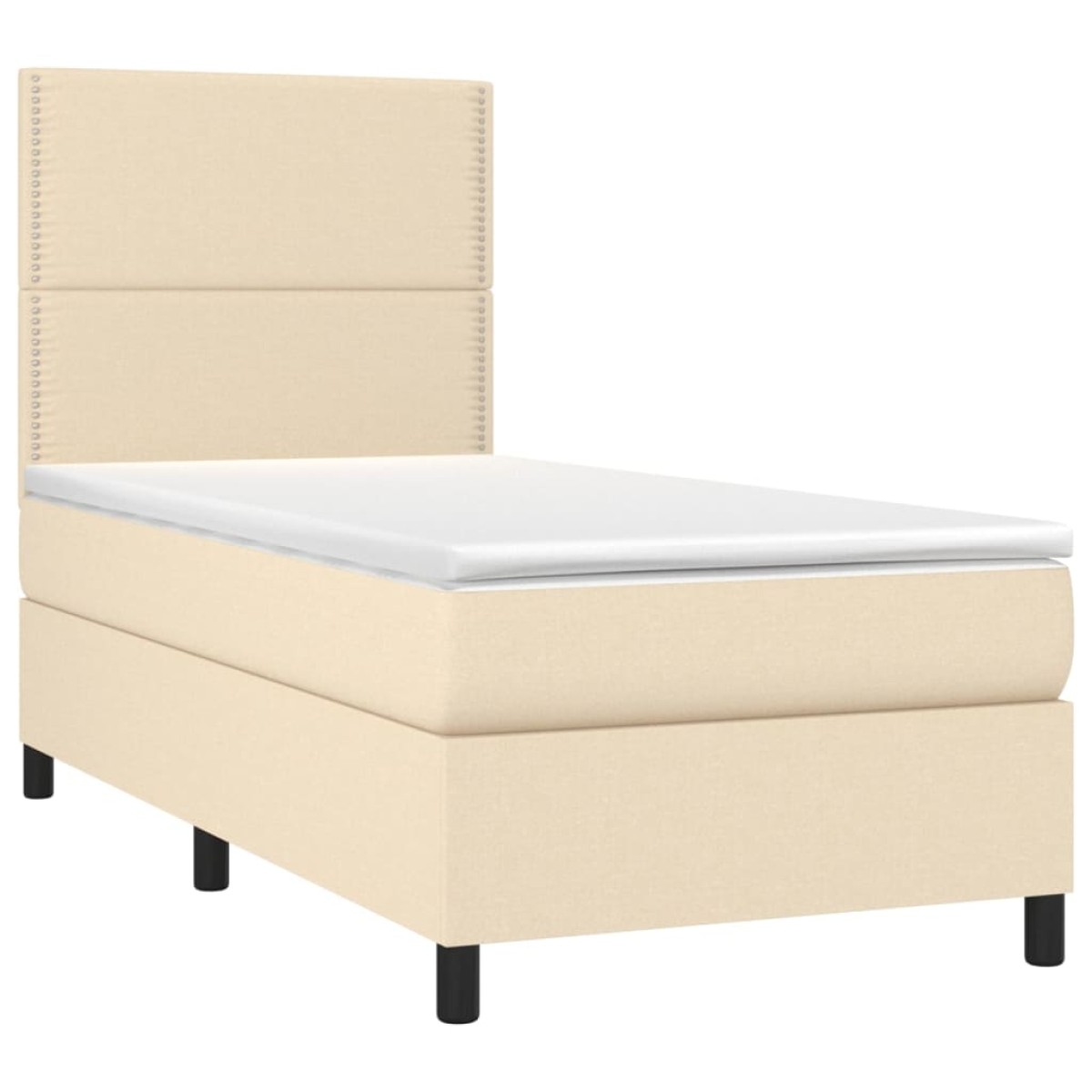 vidaXL Κρεβάτι Boxspring με Στρώμα & LED Κρεμ 90x190 εκ. Υφασμάτινο