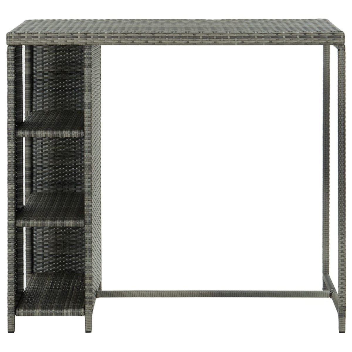 vidaXL Τραπέζι Μπαρ με Ράφια Γκρι 120x60x110 εκ. από Συνθετικό Ρατάν