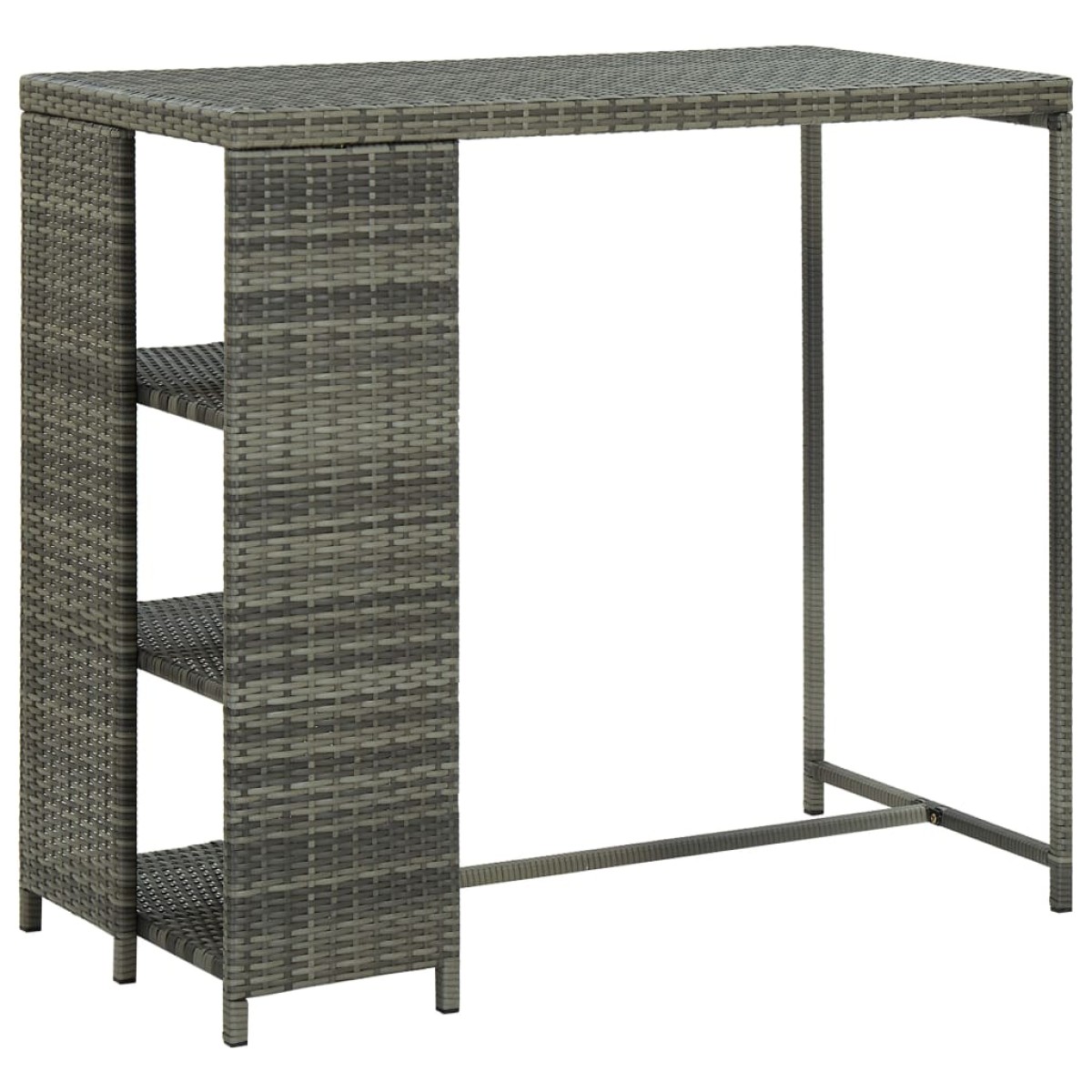 vidaXL Τραπέζι Μπαρ με Ράφια Γκρι 120x60x110 εκ. από Συνθετικό Ρατάν