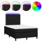 vidaXL Κρεβάτι Boxspring με Στρώμα & LED Μαύρο 120x200 εκ. Υφασμάτινο