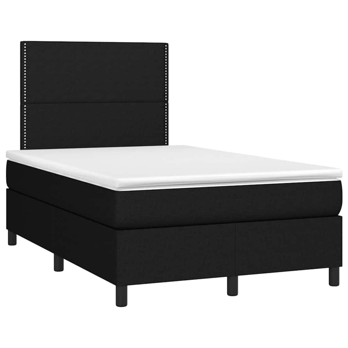 vidaXL Κρεβάτι Boxspring με Στρώμα & LED Μαύρο 120x200 εκ. Υφασμάτινο