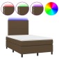 vidaXL Κρεβάτι Boxspring με Στρώμα & LED Σκ.Καφέ 120x200 εκ Υφασμάτινο