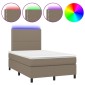 vidaXL Κρεβάτι Boxspring με Στρώμα & LED Taupe 120x200 εκ. Υφασμάτινο