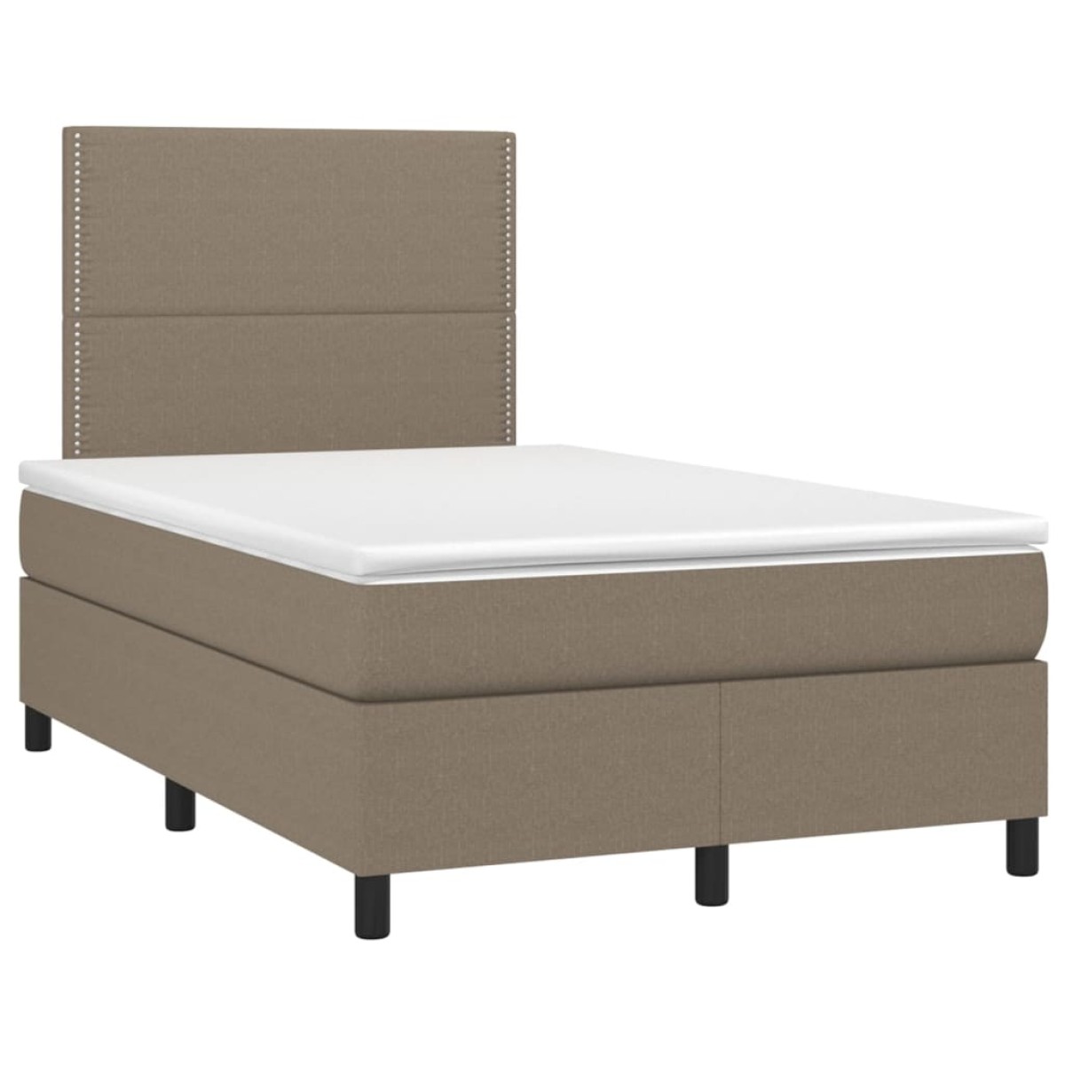 vidaXL Κρεβάτι Boxspring με Στρώμα & LED Taupe 120x200 εκ. Υφασμάτινο