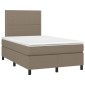 vidaXL Κρεβάτι Boxspring με Στρώμα & LED Taupe 120x200 εκ. Υφασμάτινο
