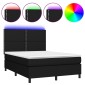 vidaXL Κρεβάτι Boxspring με Στρώμα & LED Μαύρο 140x190 εκ. Υφασμάτινο