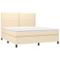 vidaXL Κρεβάτι Boxspring με Στρώμα & LED Κρεμ 180x200 εκ. Υφασμάτινο