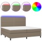 vidaXL Κρεβάτι Boxspring με Στρώμα & LED Taupe 200x200 εκ. Υφασμάτινο
