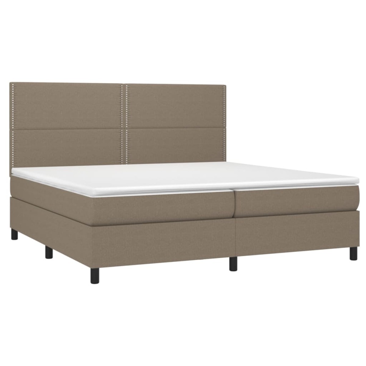 vidaXL Κρεβάτι Boxspring με Στρώμα & LED Taupe 200x200 εκ. Υφασμάτινο