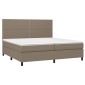 vidaXL Κρεβάτι Boxspring με Στρώμα & LED Taupe 200x200 εκ. Υφασμάτινο