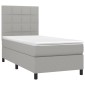 vidaXL Κρεβάτι Boxspring με Στρώμα & LED Αν.Γκρι 80x200 εκ. Υφασμάτινο