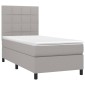 vidaXL Κρεβάτι Boxspring με Στρώμα & LED Αν.Γκρι 90x190 εκ. Υφασμάτινο