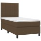 vidaXL Κρεβάτι Boxspring με Στρώμα & LED Σκ.Καφέ 90x190 εκ. Υφασμάτινο