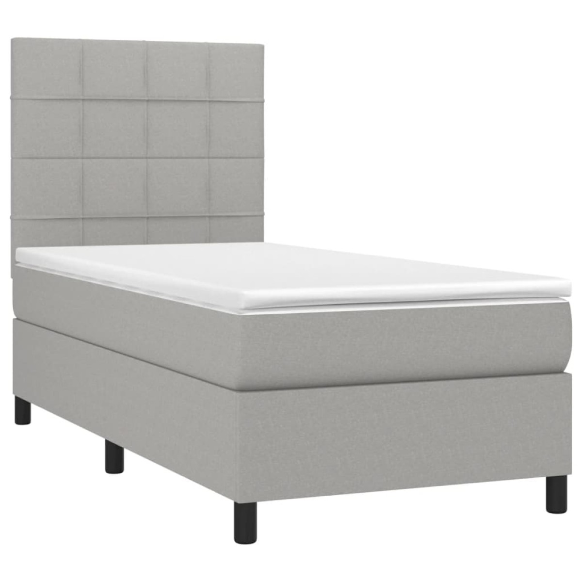 vidaXL Κρεβάτι Boxspring με Στρώμα & LED Αν.Γκρι 90x200 εκ. Υφασμάτινο