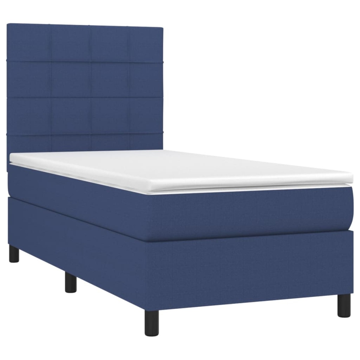 vidaXL Κρεβάτι Boxspring με Στρώμα & LED Μπλε 90x200 εκ. Υφασμάτινο