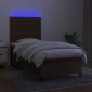 vidaXL Κρεβάτι Boxspring με Στρώμα & LED Σκ.Καφέ 80x200 εκ. Υφασμάτινο