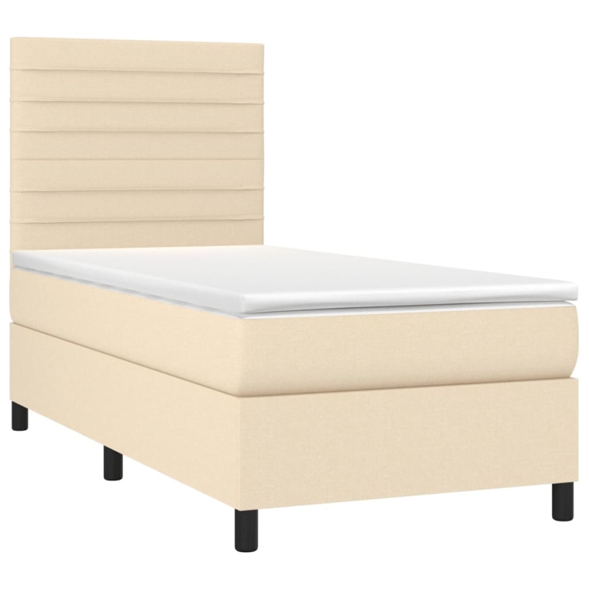 vidaXL Κρεβάτι Boxspring με Στρώμα & LED Κρεμ 80x200 εκ. Υφασμάτινο