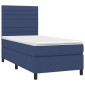 vidaXL Κρεβάτι Boxspring με Στρώμα & LED Μπλε 90x190 εκ. Υφασμάτινο