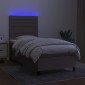 vidaXL Κρεβάτι Boxspring με Στρώμα & LED Taupe 100x200 εκ. Υφασμάτινο
