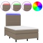 vidaXL Κρεβάτι Boxspring με Στρώμα & LED Taupe 120x200 εκ. Υφασμάτινο