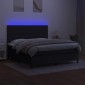 vidaXL Κρεβάτι Boxspring με Στρώμα & LED Μαύρο 180x200 εκ. Υφασμάτινο