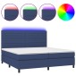 vidaXL Κρεβάτι Boxspring με Στρώμα & LED Μπλε 200x200 εκ. Υφασμάτινο