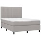 vidaXL Κρεβάτι Boxspring με Στρώμα & LED Αν.Γκρι 140x190εκ. Υφασμάτινο