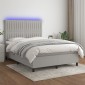 vidaXL Κρεβάτι Boxspring με Στρώμα & LED Αν.Γκρι 140x190εκ. Υφασμάτινο