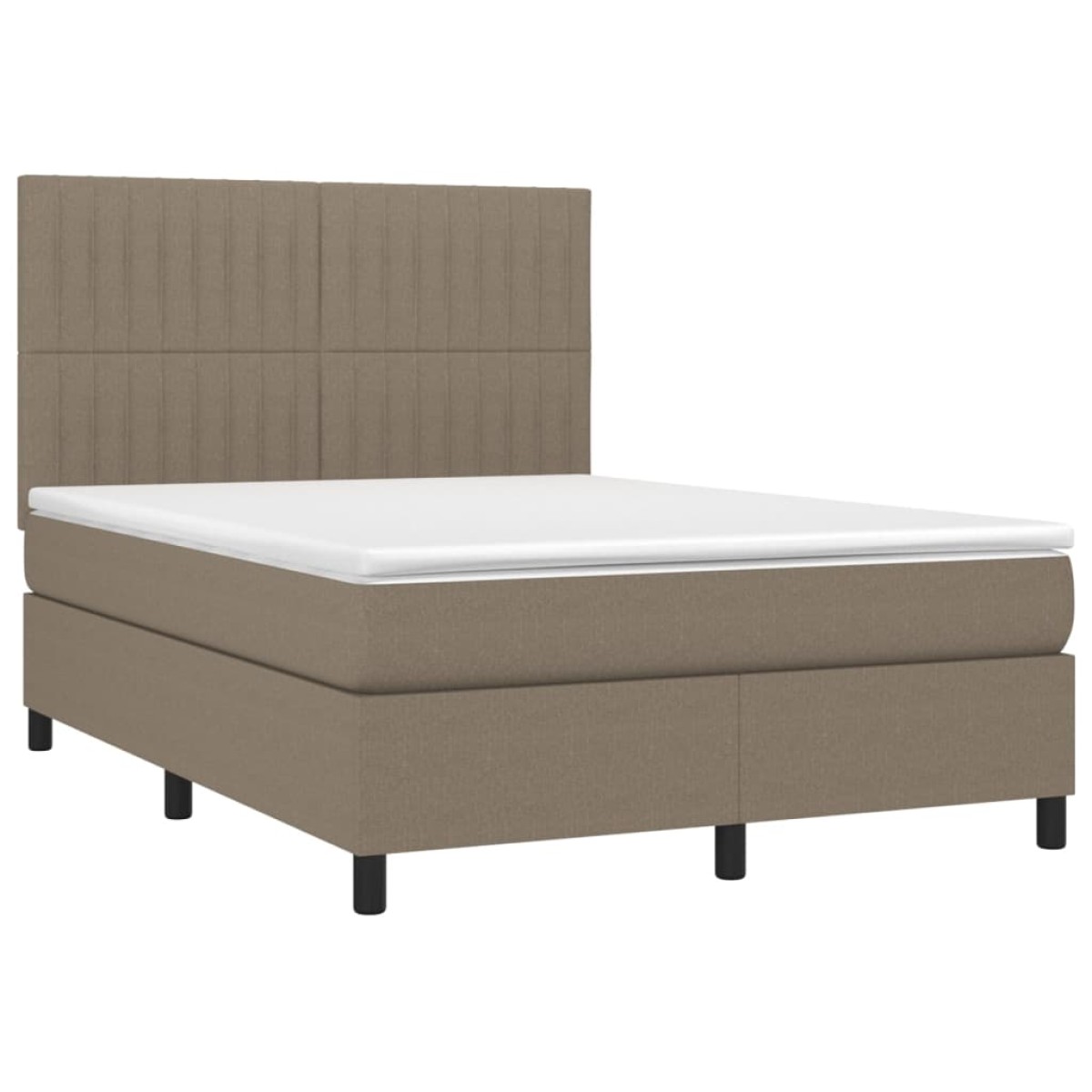 vidaXL Κρεβάτι Boxspring με Στρώμα & LED Taupe 140x190 εκ. Υφασμάτινο