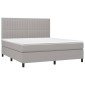 vidaXL Κρεβάτι Boxspring με Στρώμα & LED Αν.Γκρι 160x200εκ. Υφασμάτινο