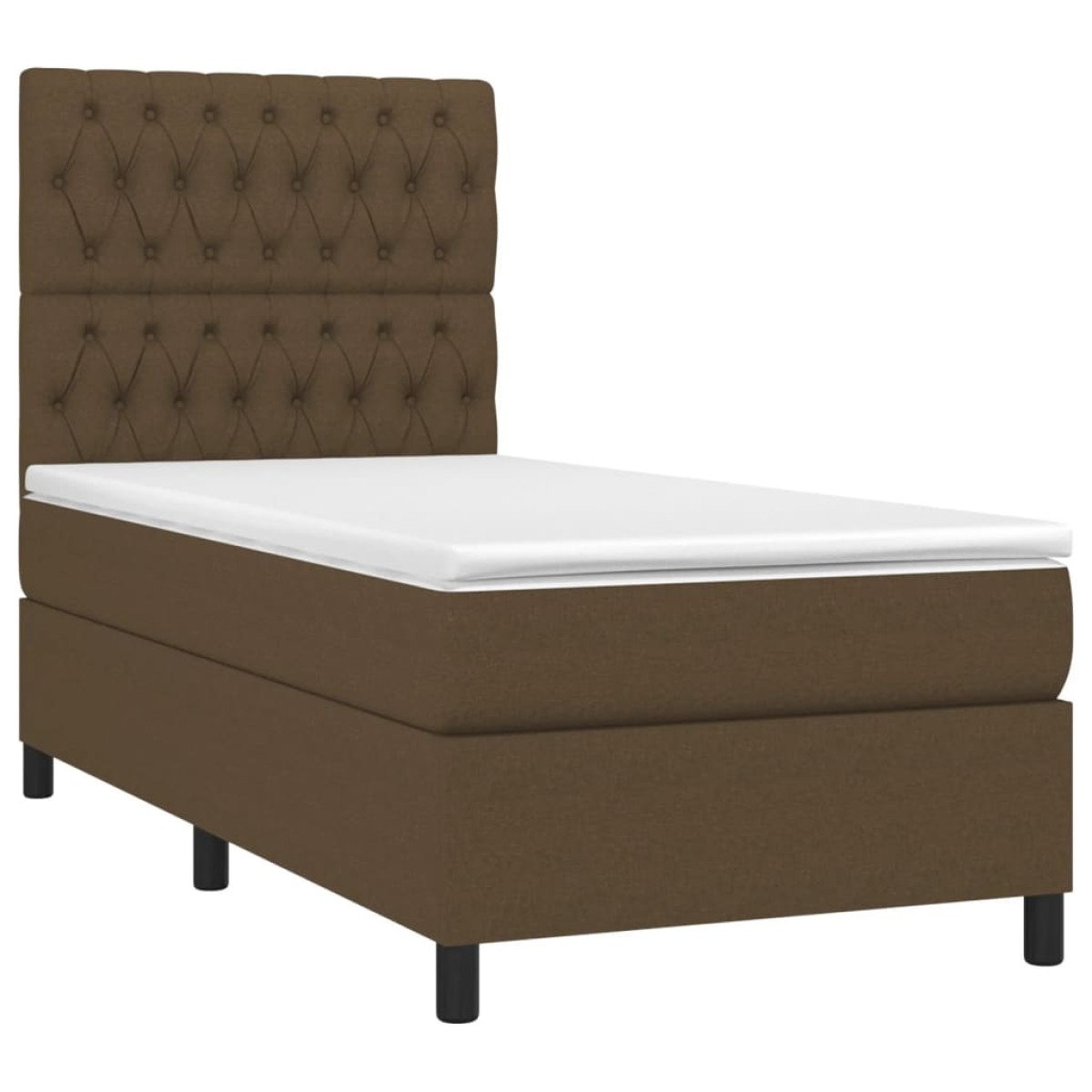 vidaXL Κρεβάτι Boxspring με Στρώμα & LED Σκ.Καφέ 90x190 εκ. Υφασμάτινο
