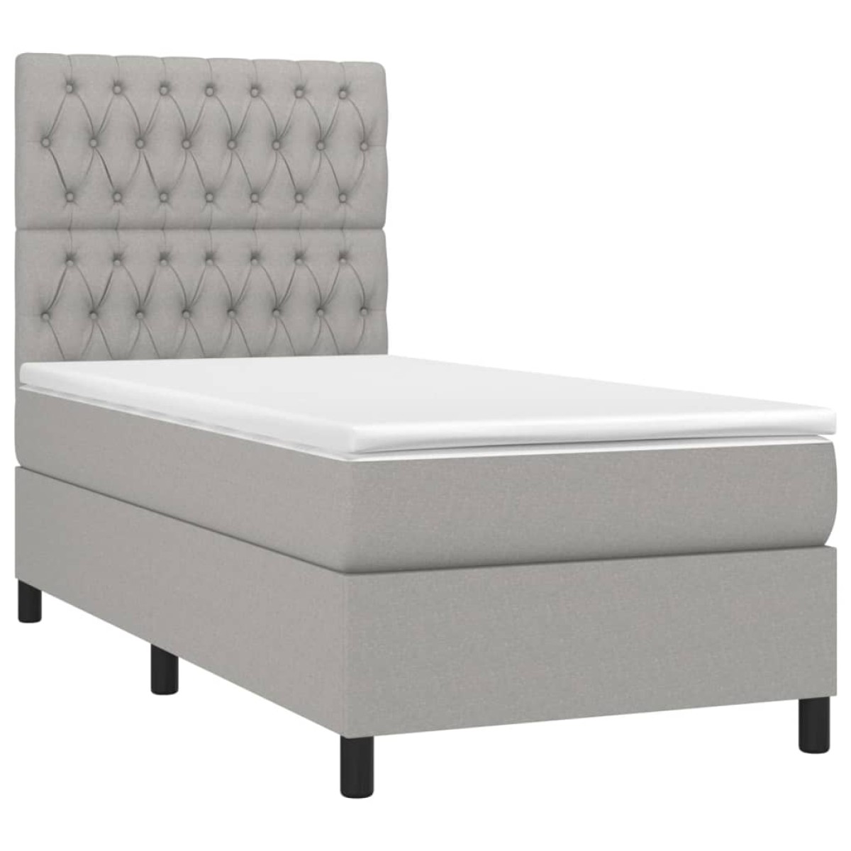 vidaXL Κρεβάτι Boxspring με Στρώμα & LED Αν.Γκρι 90x200 εκ. Υφασμάτινο