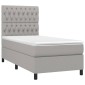 vidaXL Κρεβάτι Boxspring με Στρώμα & LED Αν.Γκρι 90x200 εκ. Υφασμάτινο