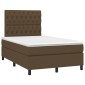vidaXL Κρεβάτι Boxspring με Στρώμα & LED Σκ.Καφέ 120x200 εκ Υφασμάτινο