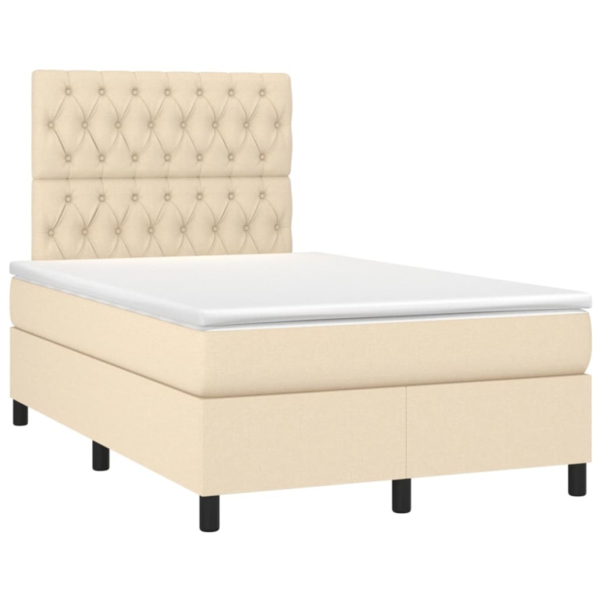 vidaXL Κρεβάτι Boxspring με Στρώμα & LED Κρεμ 120x200 εκ. Υφασμάτινο