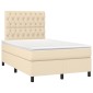 vidaXL Κρεβάτι Boxspring με Στρώμα & LED Κρεμ 120x200 εκ. Υφασμάτινο