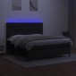 vidaXL Κρεβάτι Boxspring με Στρώμα & LED Μαύρο 180x200 εκ. Υφασμάτινο